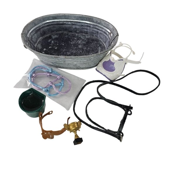 Breyer Horse Tack Accessories Set Trough Halter Bridle Trophy Bucket Saddle - Picture 1 of 6
